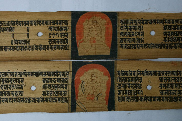 Unfinished panels depicting bodhisattvas.
