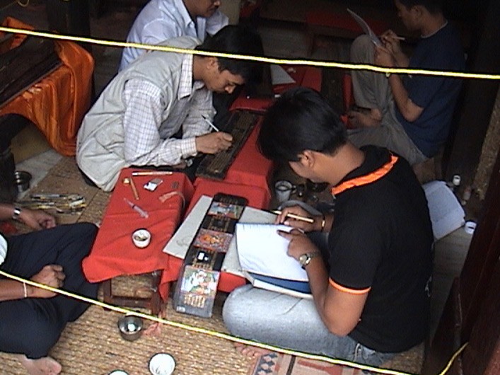 Vajrcryas gathered to restore the Prajpramit manuscript.