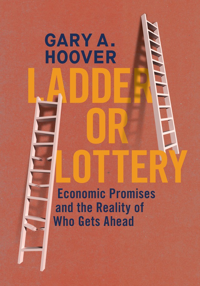 book cover featuring a broken ladder on a solid brown background with orange title lettering
